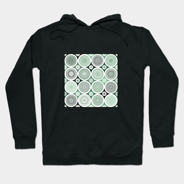 repeating pattern with boho style circles, dark green color Hoodie by Artpassion